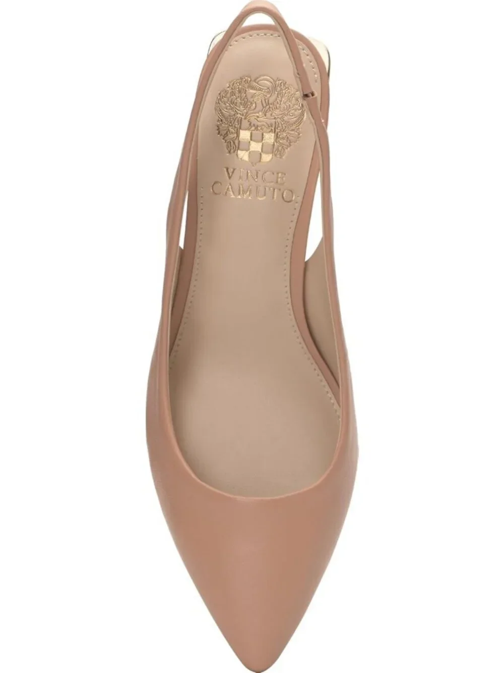 Women Sandstone Leather Pointed Toe Solid Hamden Slingback Pump Block Heel Shoes